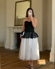 Vintage 80s Monochrome Drop Waist Bow Midi