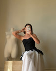Vintage 80s Monochrome Drop Waist Bow Midi