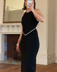 Vintage 90s Bandage Rhinestone Backless Gown