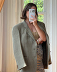 Vintage 60s Olive Wool Herringbone Blazer