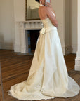 Vintage 90s Italian Halter Satin Princess Wedding Dress Set
