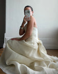 Vintage 90s Italian Halter Satin Princess Wedding Dress Set
