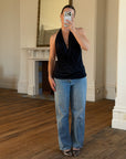 Vintage Y2K Victorias Secret Plunging Halter Top Noir