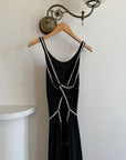 Vintage 90s Bandage Rhinestone Backless Gown