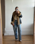 Vintage Y2K Fur and Leather Jacket Noir