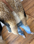 Vintage Y2K Fur and Leather Jacket Noir
