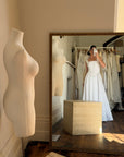 Vintage 90s Boned Jacquard Basque Waist Wedding Dress White