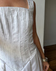 Vintage 90s Boned Jacquard Basque Waist Wedding Dress White