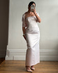 Vintage 90s Satin Lace Up Prom Dress Baby Pink