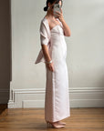 Vintage 90s Satin Lace Up Prom Dress Baby Pink