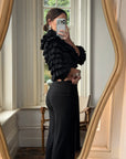Vintage 90s Accordion Ruffle Frill Cropped Bolero Noir