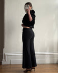 Vintage 90s Accordion Ruffle Frill Cropped Bolero Noir