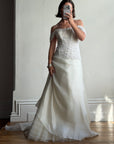 Vintage 90s Italian Two Piece Diamante and Organza Bridal Set