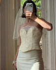 Vintage 90s Italian Sweetheart Bodice Lace Bridal Set