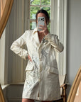 Vintage 2007 John Galliano Metallic Rose Silk Linen Blazer Dress