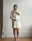 Vintage 2007 John Galliano Metallic Rose Silk Linen Blazer Dress