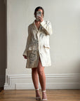 Vintage 2007 John Galliano Metallic Rose Silk Linen Blazer Dress