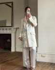 Vintage 2007 John Galliano Metallic Rose Silk Linen Blazer Dress