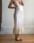 Vintage 40s Liquid Satin Lace Baby Pink Slip