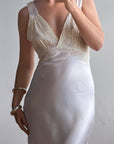 Vintage 40s Liquid Satin Lace Baby Pink Slip