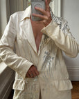 Vintage 2007 John Galliano Metallic Rose Silk Linen Blazer Dress