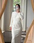Vintage 90s Rope Embroidered Long Sleeve Open Back Wedding Dress