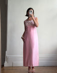 Vintage 60s Lace Ruffled Midi Dress Candy Pink