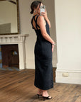 Vintage 90s Jacquard Noir Double Strap Maxi Dress