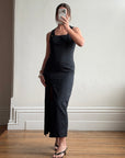Vintage 90s Jacquard Noir Double Strap Maxi Dress