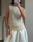 Vintage 60s Sequin Knit Tank Creme