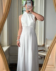 Vintage 90s Satin Cheongsam Sleeveless Bridal Dress