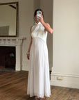 Vintage 90s Satin Cheongsam Sleeveless Bridal Dress