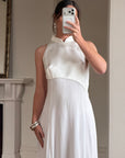 Vintage 90s Satin Cheongsam Sleeveless Bridal Dress
