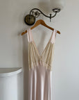 Vintage 40s Liquid Satin Lace Baby Pink Slip