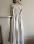 Vintage 90s Boned Jacquard Basque Waist Wedding Dress White