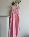 Vintage 60s Lace Ruffled Midi Dress Candy Pink