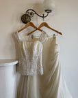 Vintage 90s Italian Two Piece Diamante and Organza Bridal Set