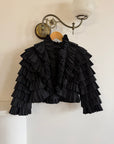 Vintage 90s Accordion Ruffle Frill Cropped Bolero Noir