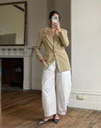 Vintage 90s Tailored Camel Longline Blazer