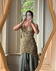 Vintage 90s Olive Lace Slip Dress