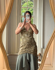Vintage 90s Olive Lace Slip Dress
