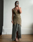 Vintage 90s Olive Lace Slip Dress