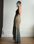 Vintage 90s Olive Lace Slip Dress