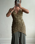 Vintage 90s Olive Lace Slip Dress