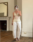 Vintage Y2K Beaded Silk Halter Top Ivory