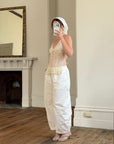 Vintage Y2K Beaded Silk Halter Top Ivory