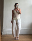 Vintage Y2K Beaded Silk Halter Top Ivory