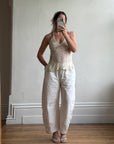 Vintage Y2K Beaded Silk Halter Top Ivory