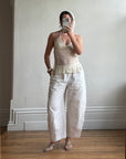 Vintage Y2K Beaded Silk Halter Top Ivory