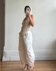 Vintage Y2K Beaded Silk Halter Top Ivory